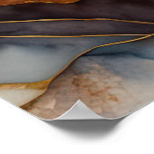 Aquarellfarbene Abstrakte Landschaftsmalerei Gold Poster (Ecke)