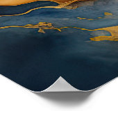 Aquarellfarbene Abstrakte Landschaftsmalerei Gold  Poster (Ecke)