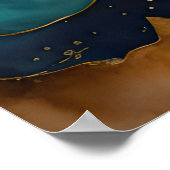 Aquarellfarbene Abstrakte Landschaftsmalerei Gold  Poster (Ecke)