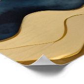 Aquarellfarbene Abstrakte Landschaftsmalerei Gold Poster (Ecke)