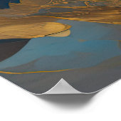 Aquarellfarbene Abstrakte Landschaftsmalerei Gold  Poster (Ecke)