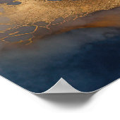 Aquarellfarbene Abstrakte Landschaftsmalerei Gold Poster (Ecke)