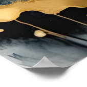 Aquarellfarbene Abstrakte Landschaftsmalerei Gold Poster (Ecke)