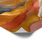 Aquarellfarbene Abstrakte Landschaftsmalerei Gold Poster (Ecke)