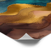 Aquarellfarbene Abstrakte Landschaftsmalerei Gold  Poster (Ecke)
