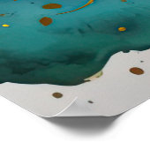Aquarellfarbene Abstrakte Landschaftsmalerei Gold  Poster (Ecke)