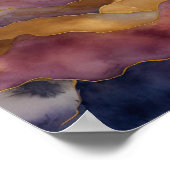 Aquarellfarbene Abstrakte Landschaftsmalerei Gold Poster (Ecke)