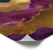 Aquarellfarbene Abstrakte Landschaftsmalerei Gold Poster (Ecke)