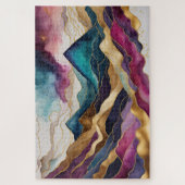 Aquarellfarbene Abstrakte Landschaftsmalerei Gold Puzzle (Vertikal)