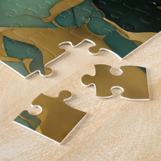 Aquarellfarbene Abstrakte Landschaftsmalerei Gold Puzzle (Seite)