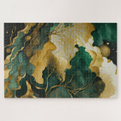 Aquarellfarbene Abstrakte Landschaftsmalerei Gold Puzzle (Horizontal)