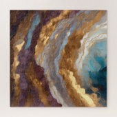 Aquarellfarbene Abstrakte Landschaftsmalerei Gold Puzzle (Horizontal)