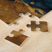 Aquarellfarbene Abstrakte Landschaftsmalerei Gold Puzzle (Seite)