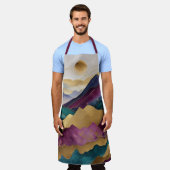 Aquarellfarbene Abstrakte Landschaftsmalerei Gold Schürze (Getragen)