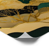 Aquarellfarbene Abstrakte Landschaftsmalerei Grün  Poster (Ecke)