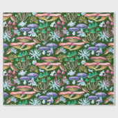 Aquarellfarbene Abstrakte Wildwaldpilze Geschenkpapier (Flach)