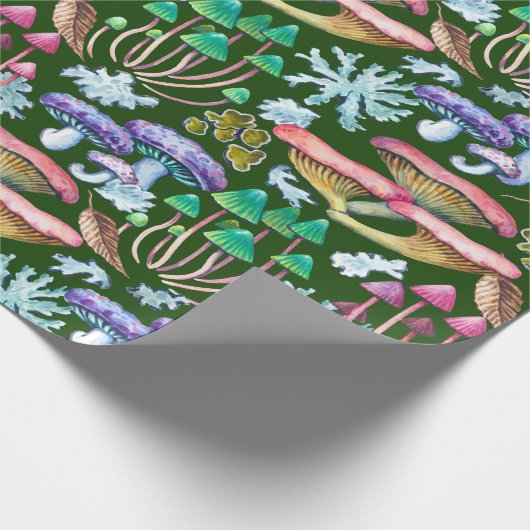 Aquarellfarbene Abstrakte Wildwaldpilze Geschenkpapier (Ecke)