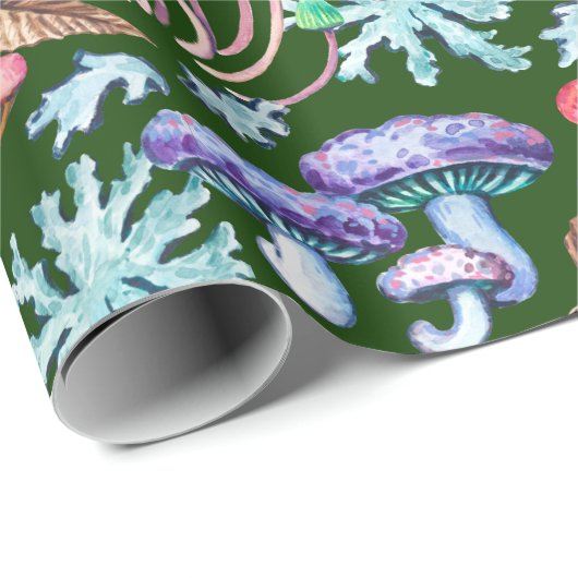 Aquarellfarbene Abstrakte Wildwaldpilze Geschenkpapier (Rolleneckpunkt)