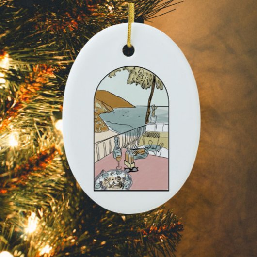 Aquarellfarbene Amalfiküste, Italien Keramik Ornament