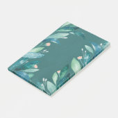 Aquarellfarbene aquamarine blumengeschmückte Blätt Post-it Klebezettel (angewinkelt)