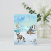 Aquarellfarbene Arktische Tierwelt Postkarte (Stehend Vorderseite)