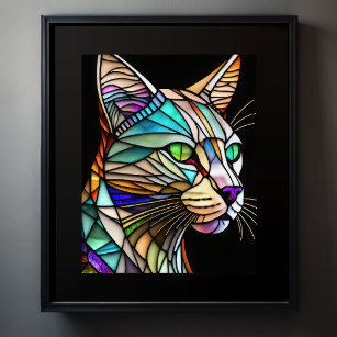 Aquarellfarbene aus Glas Art Katze 5:4 Poster