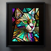 Aquarellfarbene aus Glas Art Katze 5:4 Poster