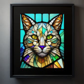 Aquarellfarbene aus Glas Art Katze 5:4 Poster