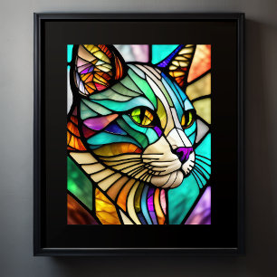 Aquarellfarbene aus Glas Art Katze 5:4 Poster