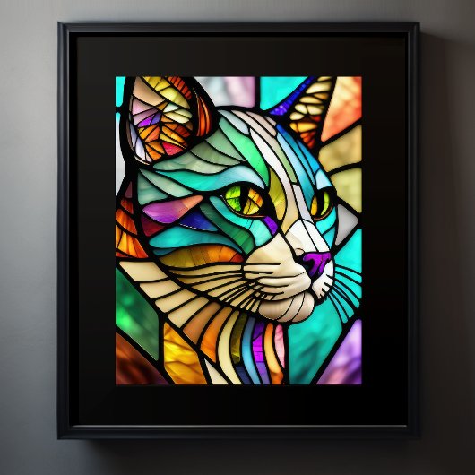 Aquarellfarbene aus Glas Art Katze 5:4 Poster