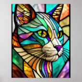 Aquarellfarbene aus Glas Art Katze 5:4 Poster (Vorne)