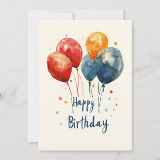 Aquarellfarbene Balloons zum Geburtstag Einladung