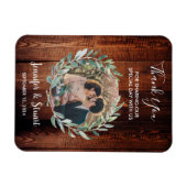 Aquarellfarbene Blätter auf rustikalem Holz Danke Magnet (Horizontal)