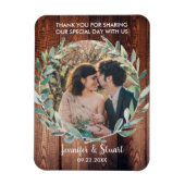 Aquarellfarbene Blätter auf rustikalem Holz Danke Magnet (Vertikal)