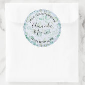 Aquarellfarbene Blätter AUS DER KÜCHE Runder Aufkleber (Tasche)