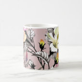 Aquarellfarbene Blätter Blume rosa Muster Kaffeetasse (Mittel)