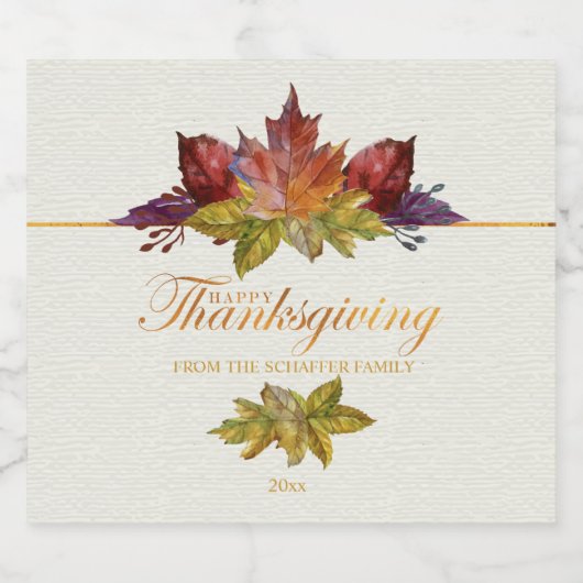 Aquarellfarbene Blätter, Erntedank Bierflaschenetikett (Einzelnes Label)