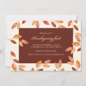 Aquarellfarbene Blätter Erntedank Fest Party Einladung (Vorderseite)