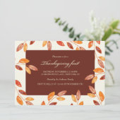 Aquarellfarbene Blätter Erntedank Fest Party Einladung (Stehend Vorderseite)