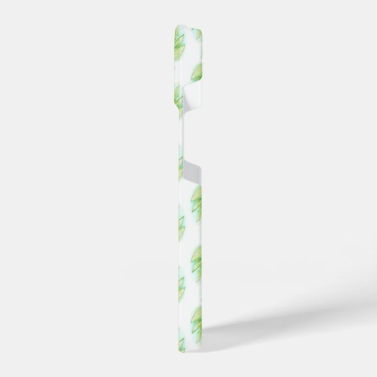 Aquarellfarbene Blätter grün weiß iPhone Hülle (Linke Seite)