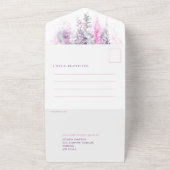 Aquarellfarbene Blätter indigo rosa Hochzeit nach All In One Einladung (Außenbereich)