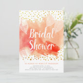 Aquarellfarbene Blätter, Konfetti Hochzeit Brautpa Einladung (Stehend Vorderseite)