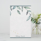 Aquarellfarbene Blätter personalisiert Briefpapier (Stehend Vorderseite)