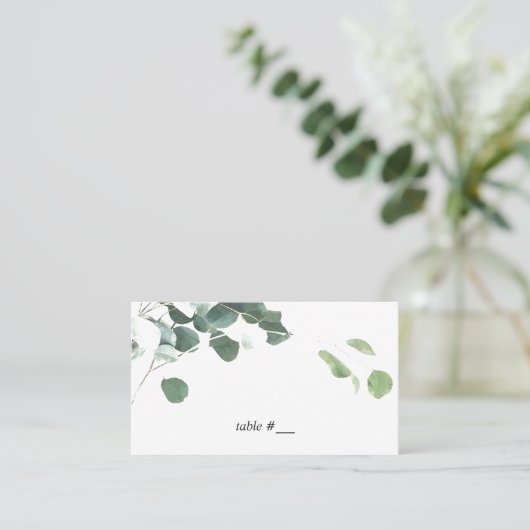 Aquarellfarbene Blätter Platzkarten - flach (Stehend Vorderseite)