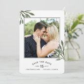 Aquarellfarbene Blätter Save the Date 2 Fotos (Stehend Vorderseite)