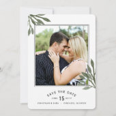 Aquarellfarbene Blätter Save the Date 2 Fotos (Vorderseite)