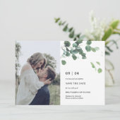 Aquarellfarbene Blätter Save the Date Fotokarte (Stehend Vorderseite)