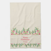 Aquarellfarbene Blätter und Berries Weihnachten Geschirrtuch (Vertikal)