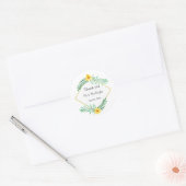 Aquarellfarbene Blätter und gelbe Blume vielen Dan Runder Aufkleber (Umschlag)