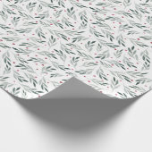 Aquarellfarbene Blätter und rote Beeren Weihnachte Geschenkpapier (Ecke)